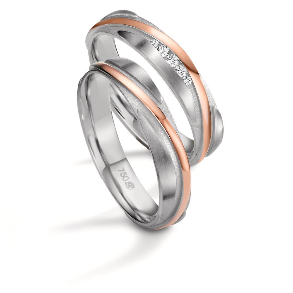 Partnerringe 750/18K hvidguld, 750/18K rødguld