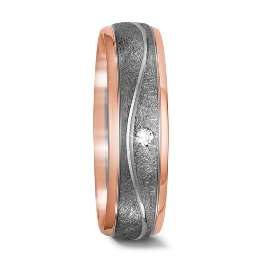 Partnerringe 750/18K rødguld, 500 palladium Diamant 0.02 ct, w-si