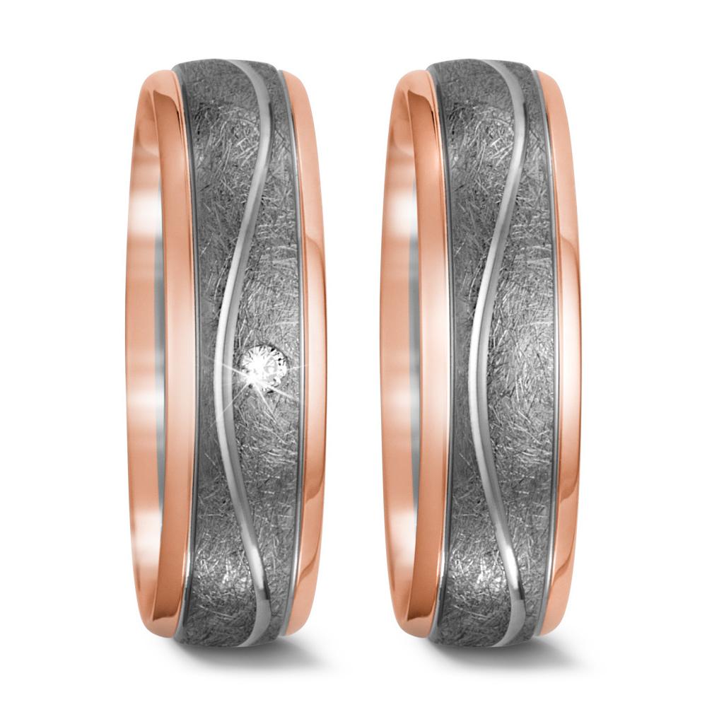 Partnerringe 750/18K rødguld, 500 palladium