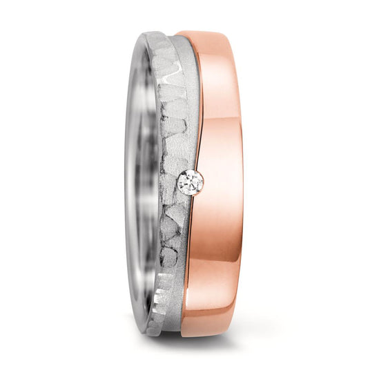 Partnerringe 750/18K hvidguld, 750/18K roseguld Diamant 0.02 ct, tw-si