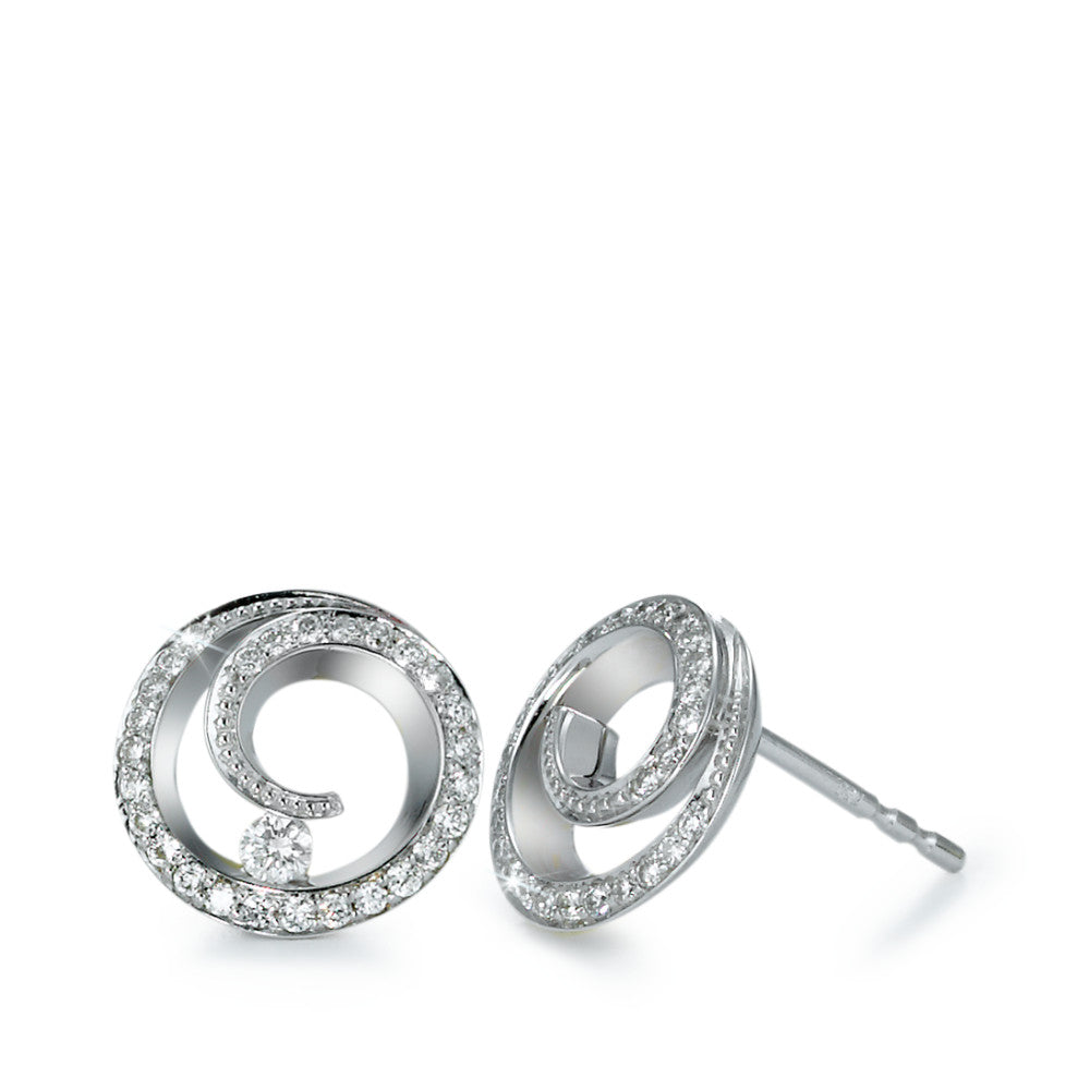 Ørestikker 750/18K hvidguld Diamant 0.30 ct, 56 Sten , [Brillant], w-si Ø10 mm