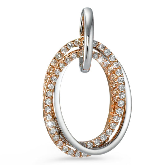 Vedhæng 750/18K rødguld, 750/18K hvidguld Diamant 0.25 ct, 57 Sten , [Brillant], w-si