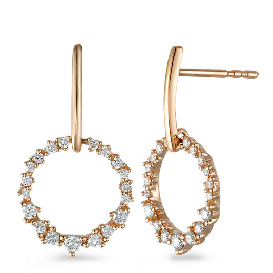 Øreringe 750/18K rødguld Diamant 0.30 ct, 38 Sten , [Brillant], w-si Ø11 mm