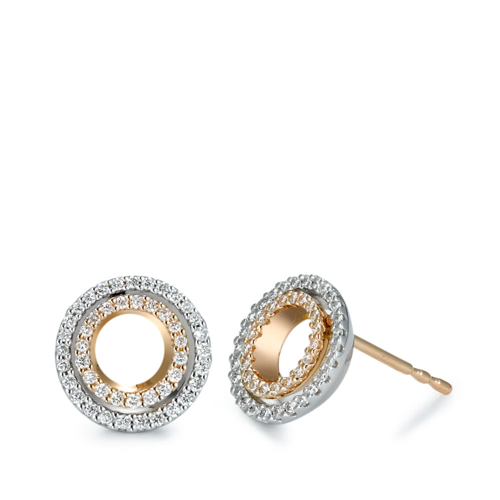 Ørestikker 750/18K rødguld, 750/18K hvidguld Diamant 0.32 ct, 92 Sten , [Brillant], w-si Ø10 mm