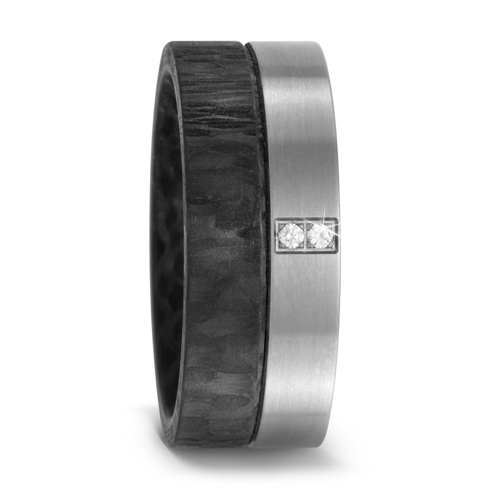 Partnerringe Titanium, Kulstof Diamant 0.02 ct, 2 Sten , w-si