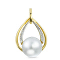 Vedhæng 750/18K guld Diamant 0.05 ct, 12 Sten , [Brillant], w-si Ferskvands kulturperle hvid, 10.5 mm