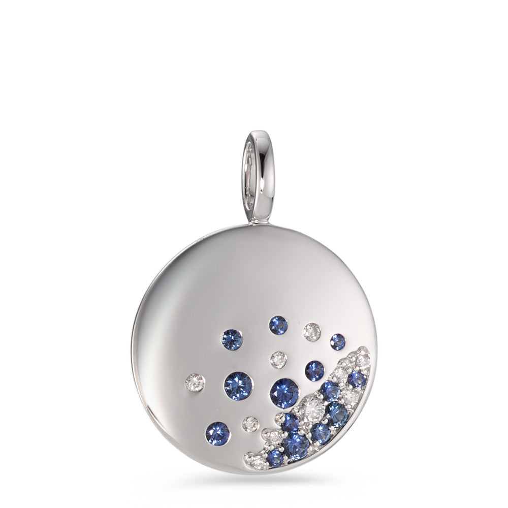 Vedhæng 750/18K hvidguld Safir 14 Sten, Diamant 0.10 ct, 10 Sten , w-si