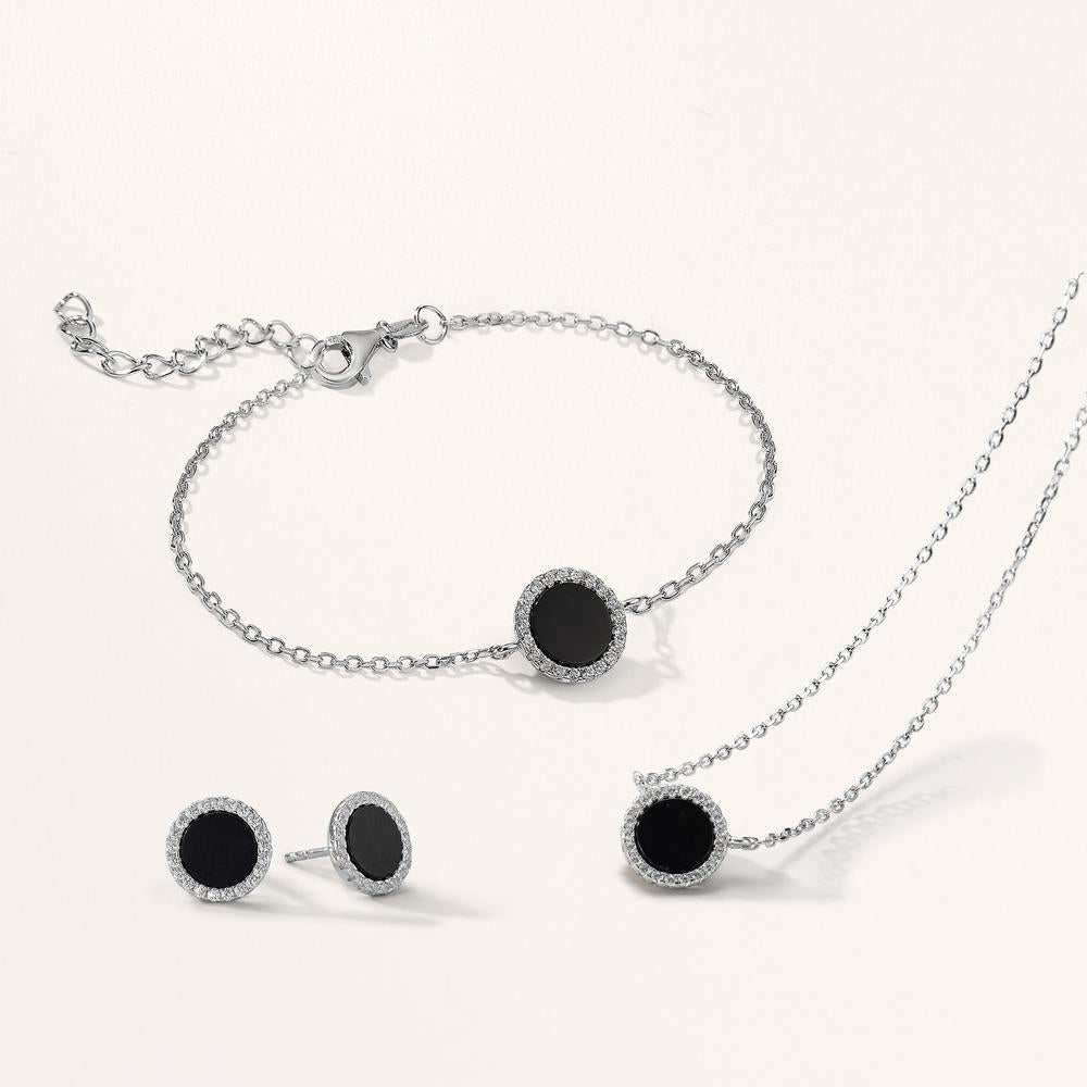 Collier Sølv Onyx rhodineret 40-45 cm Ø10 mm