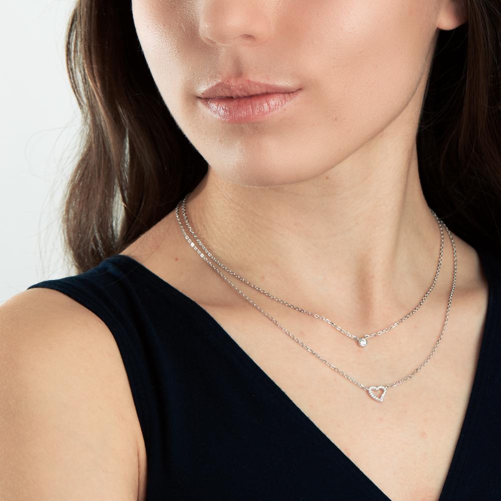 Collier Sølv rhodineret Hjerte 40-45 cm
