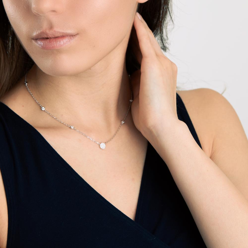 Collier Sølv Zirconia rhodineret 40-45 cm