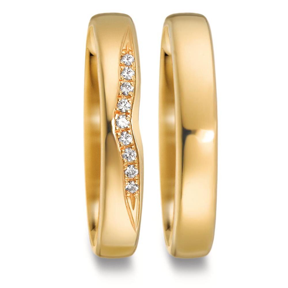 Partnerringe 750/18K guld Diamant 0.045 ct, 9 Sten , tw-vsi