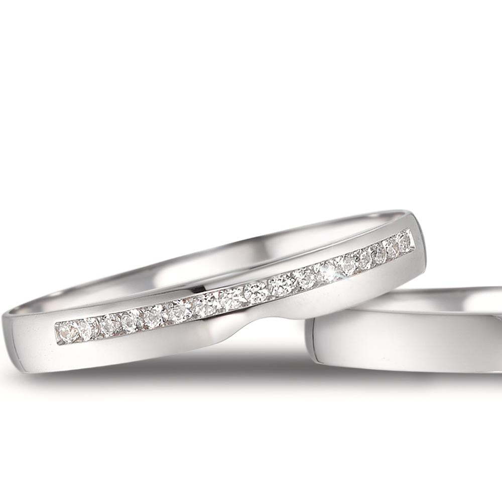 Partnerringe 750/18K hvidguld Diamant 0.085 ct, 17 Sten , tw-vsi