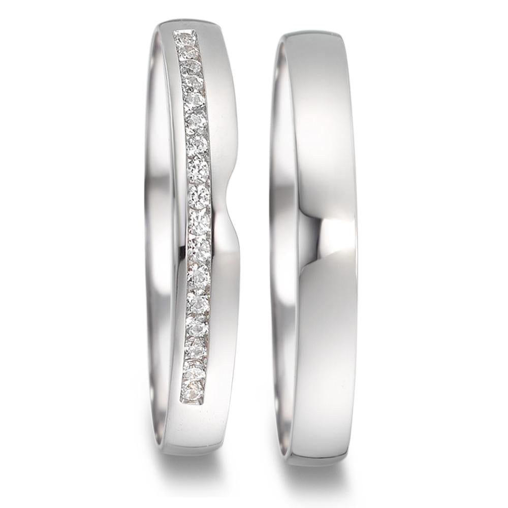 Partnerringe 750/18K hvidguld Diamant 0.085 ct, 17 Sten , tw-vsi