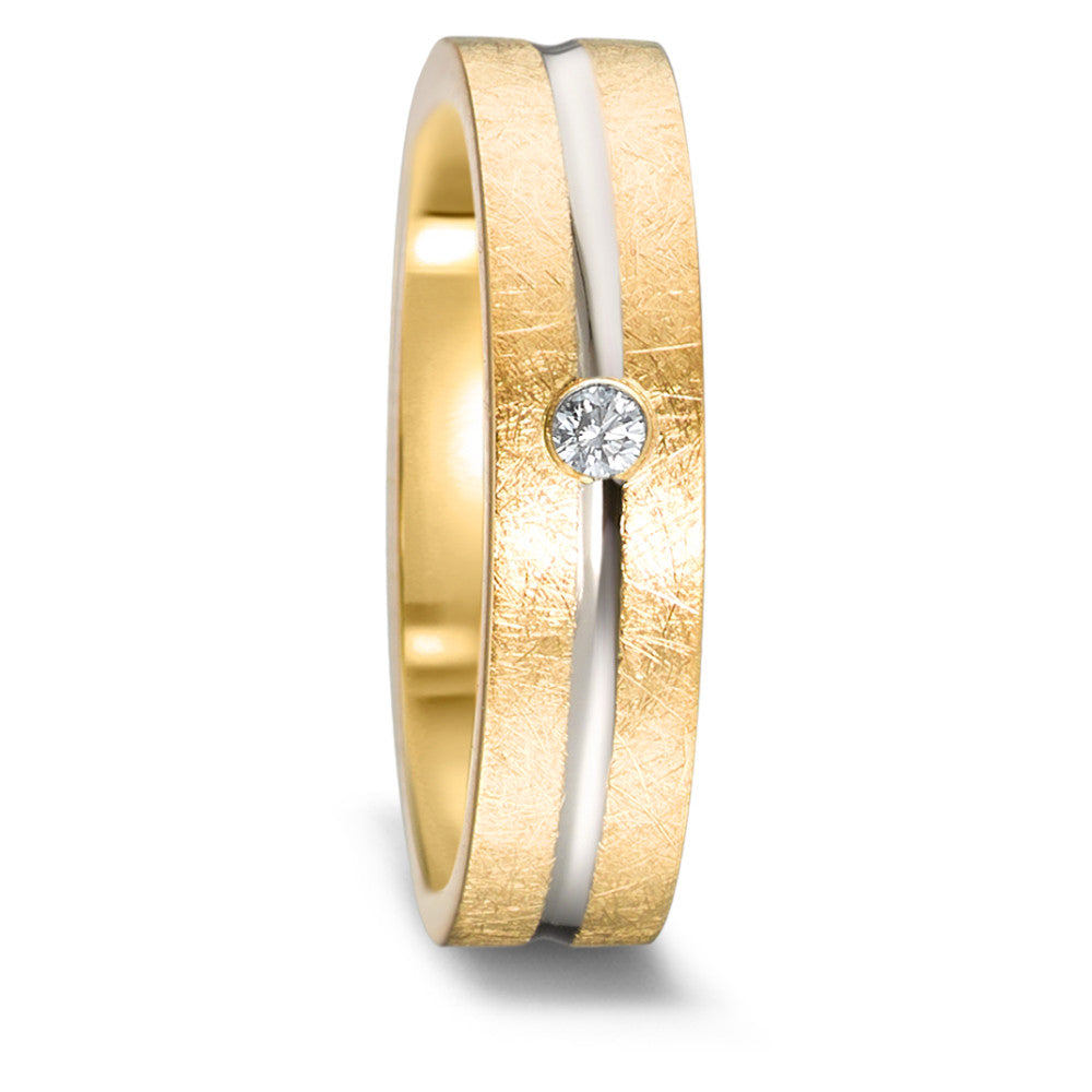 Partnerringe 750/18K guld, 750/18K hvidguld Diamant 0.03 ct, w-si