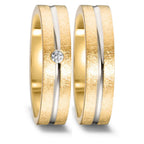 Partnerringe 750/18K guld, 750/18K hvidguld Diamant 0.03 ct, w-si