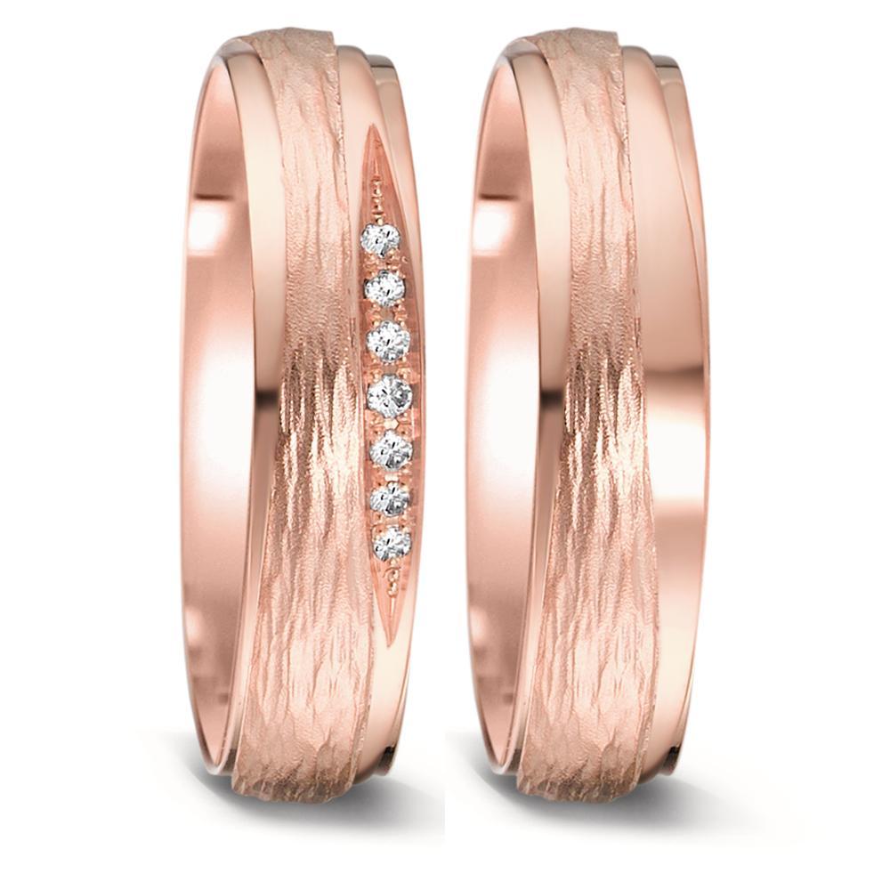 Partnerringe 750/18K roseguld Diamant 0.048 ct, 7 Sten , tw-si