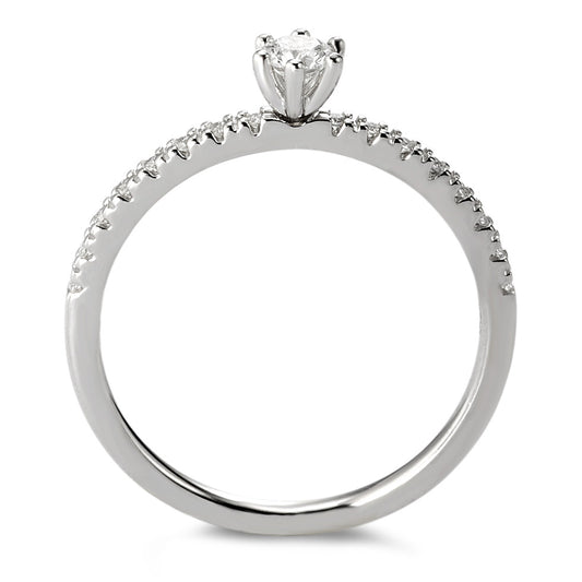 Solitaire ring 750/18K hvidguld Diamant hvid , 0.20 ct, 17 Sten , [Brillant], w-si