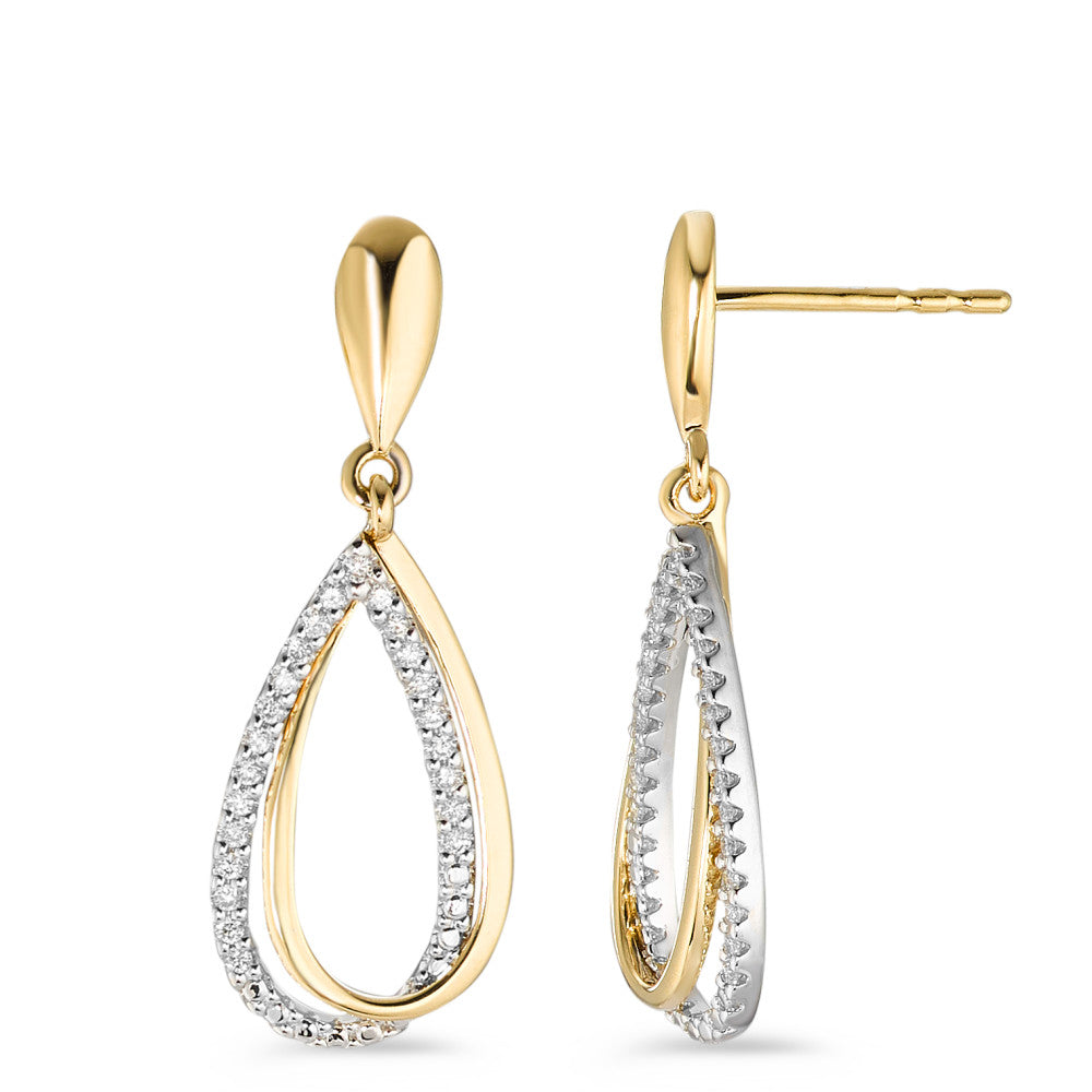 Øreringe 750/18K guld, 750/18K hvidguld Diamant hvid , 0.18 ct, 46 Sten , [Brillant], w-si