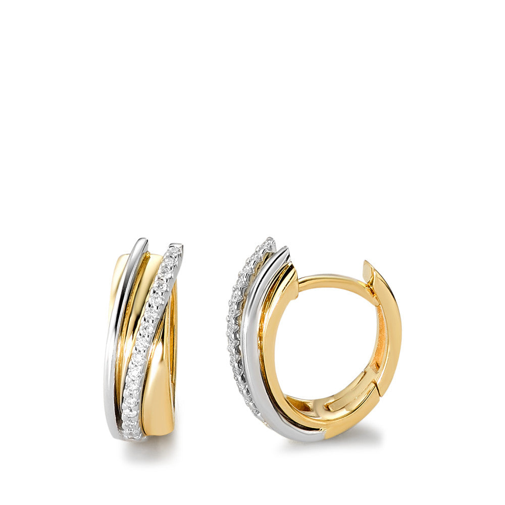 Click kreoler 750/18K guld, 750/18K hvidguld Diamant hvid , 0.14 ct, 32 Sten , [Brillant], w-si