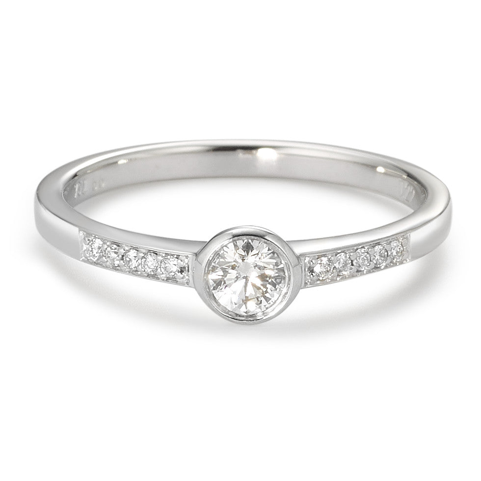 Solitaire ring 750/18K hvidguld Diamant hvid , 0.22 ct, 11 Sten , [Brillant], w-si Ø4.5 mm