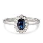 Ringe 750/18K hvidguld Diamant hvid , 0.18 ct, 12 Sten , [Brillant], w-si, Safir