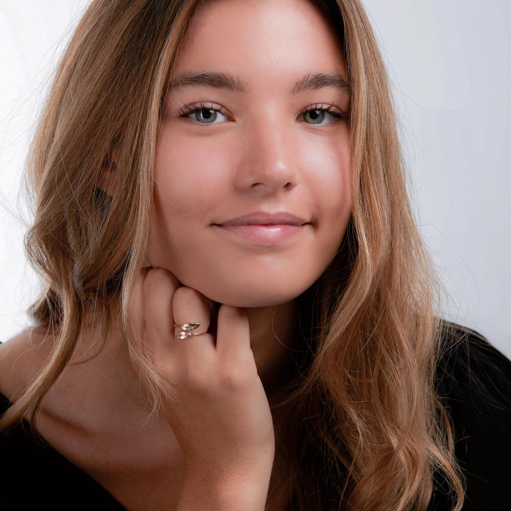 Ringe Bronze gul forgyldt Fjer