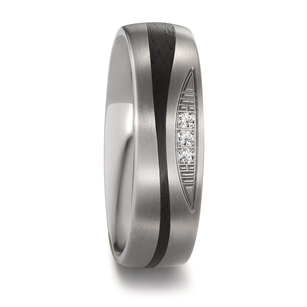 Partnerringe Titanium, Kulstof Diamant 0.03 ct, 3 Sten , tw-si