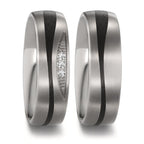 Partnerringe Titanium, Kulstof Diamant 0.03 ct, 3 Sten , tw-si