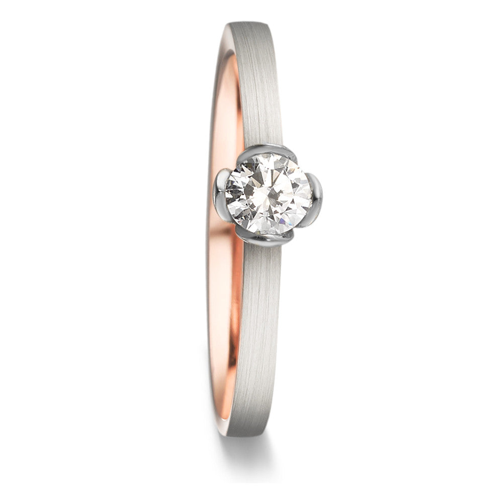 Solitaire ring 750/18K rødguld, 750/18K hvidguld Diamant 0.25 ct, tw-vsi