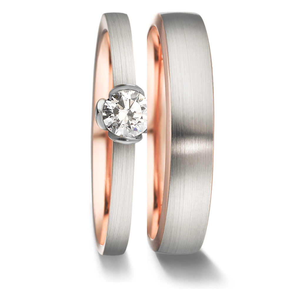 Solitaire ring 750/18K rødguld, 750/18K hvidguld Diamant 0.25 ct, tw-vsi