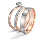 Memory ring 750/18K rødguld, 750/18K hvidguld Diamant 0.15 ct, 15 Sten , tw-vsi