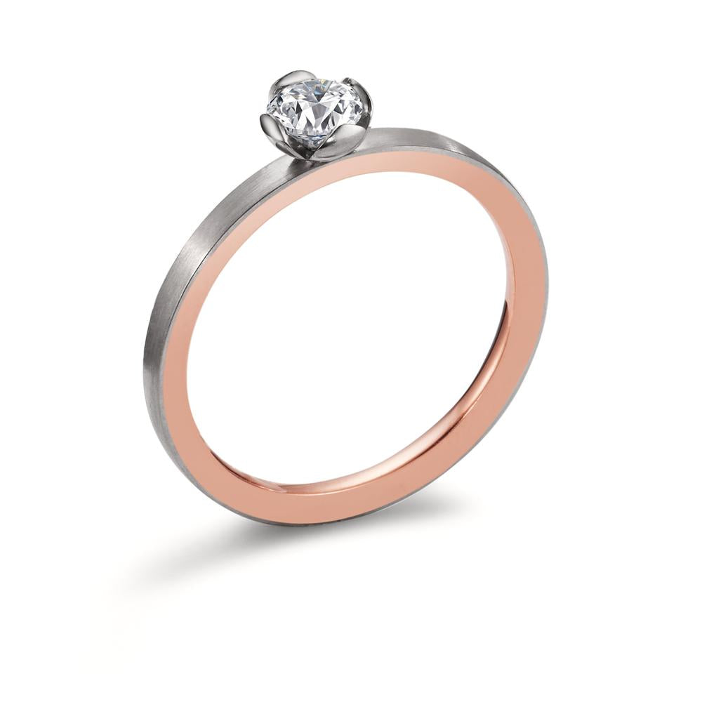 Solitaire ring 750/18K rødguld, 750/18K hvidguld Diamant 0.25 ct, tw-vsi