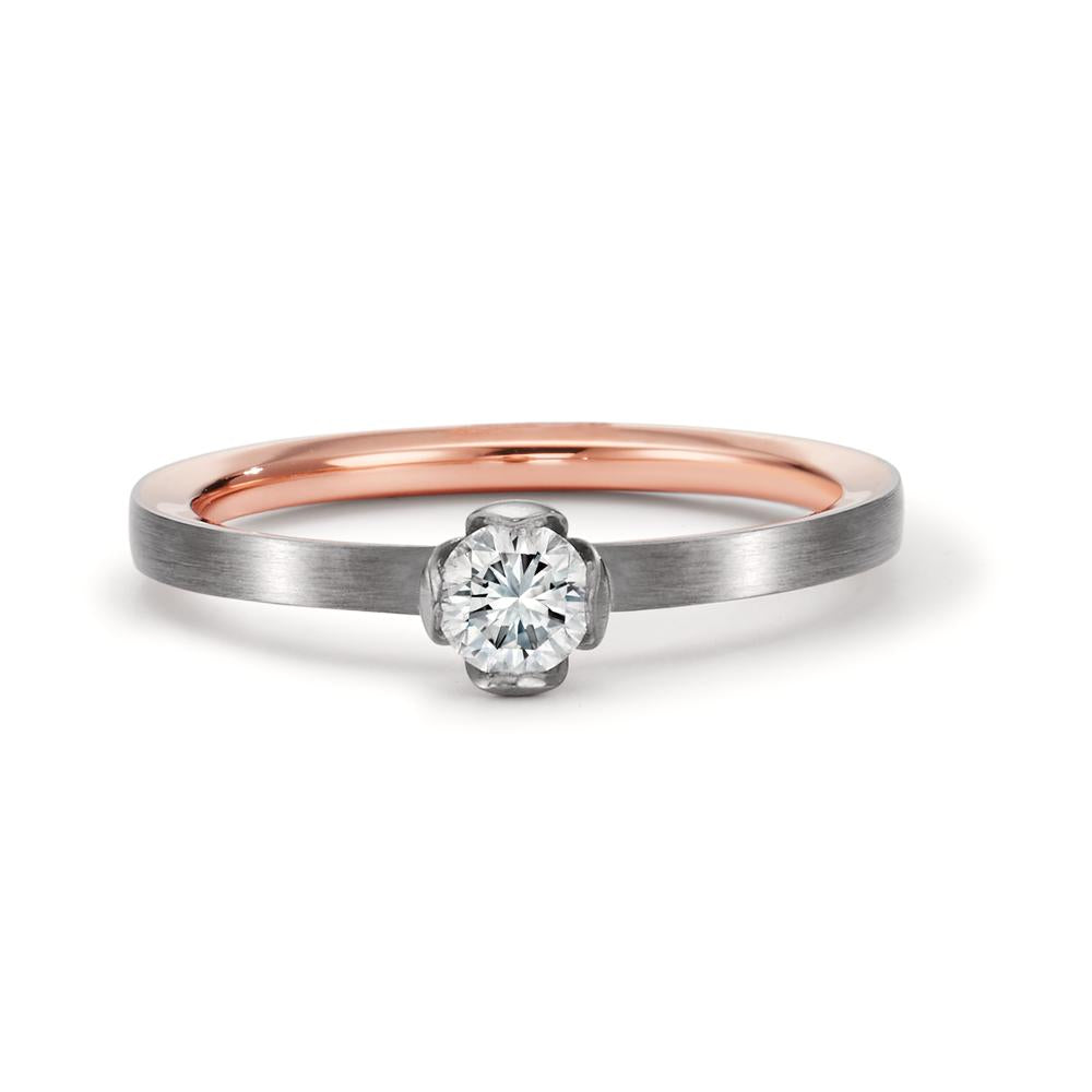 Solitaire ring 750/18K rødguld, 750/18K hvidguld Diamant 0.25 ct, tw-vsi