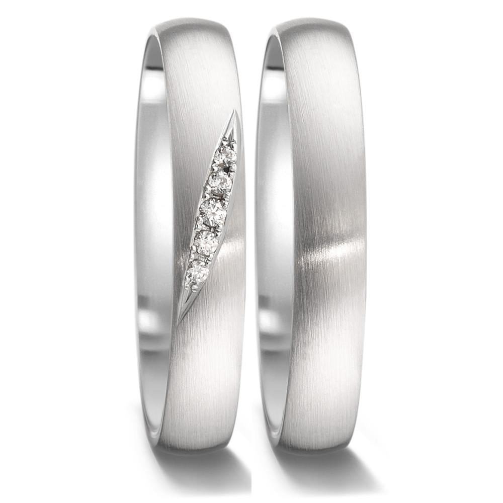 Partnerringe 750/18K hvidguld Diamant 0.036 ct, 5 Sten , tw-vsi