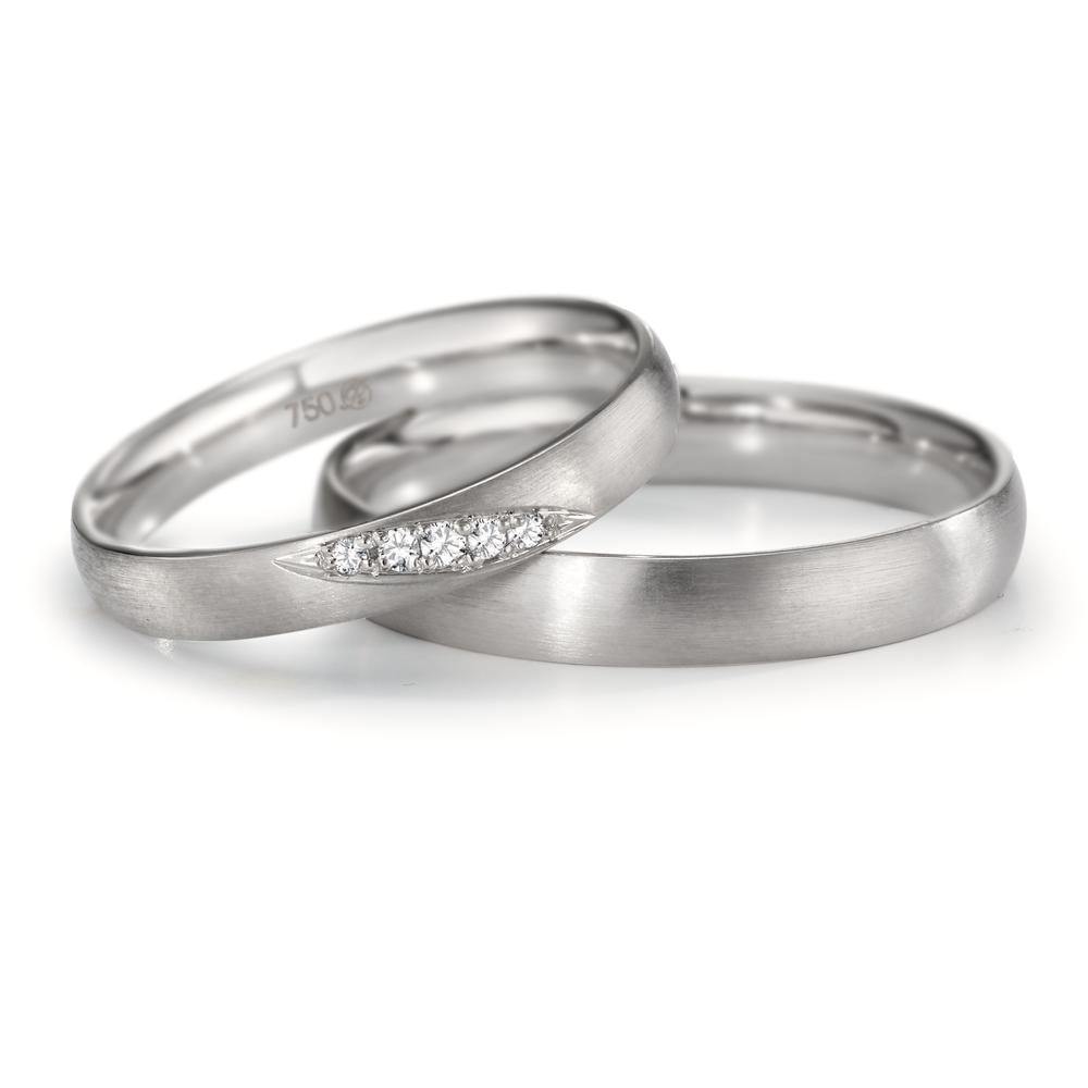 Partnerringe 750/18K hvidguld Diamant 0.036 ct, 5 Sten , tw-vsi