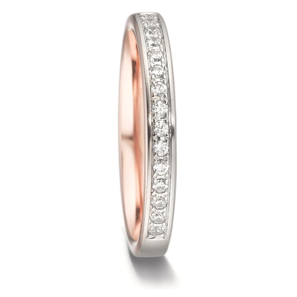 Memory ring 750/18K rødguld, 750/18K hvidguld Diamant 0.15 ct, 15 Sten , tw-vsi
