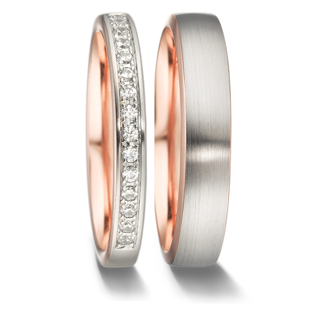 Memory ring 750/18K rødguld, 750/18K hvidguld Diamant 0.15 ct, 15 Sten , tw-vsi