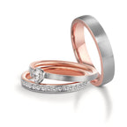 Memory ring 750/18K rødguld, 750/18K hvidguld Diamant 0.15 ct, 15 Sten , tw-vsi
