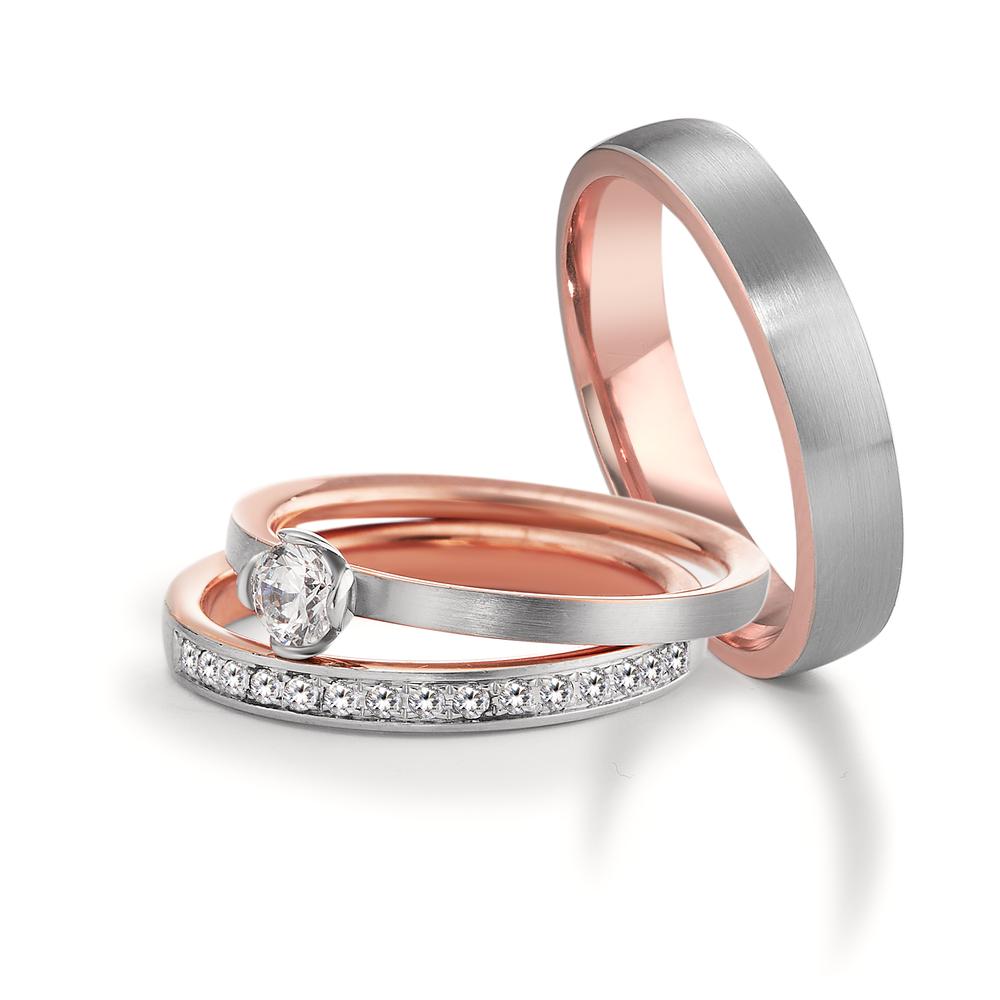 Memory ring 750/18K rødguld, 750/18K hvidguld Diamant 0.15 ct, 15 Sten , tw-vsi