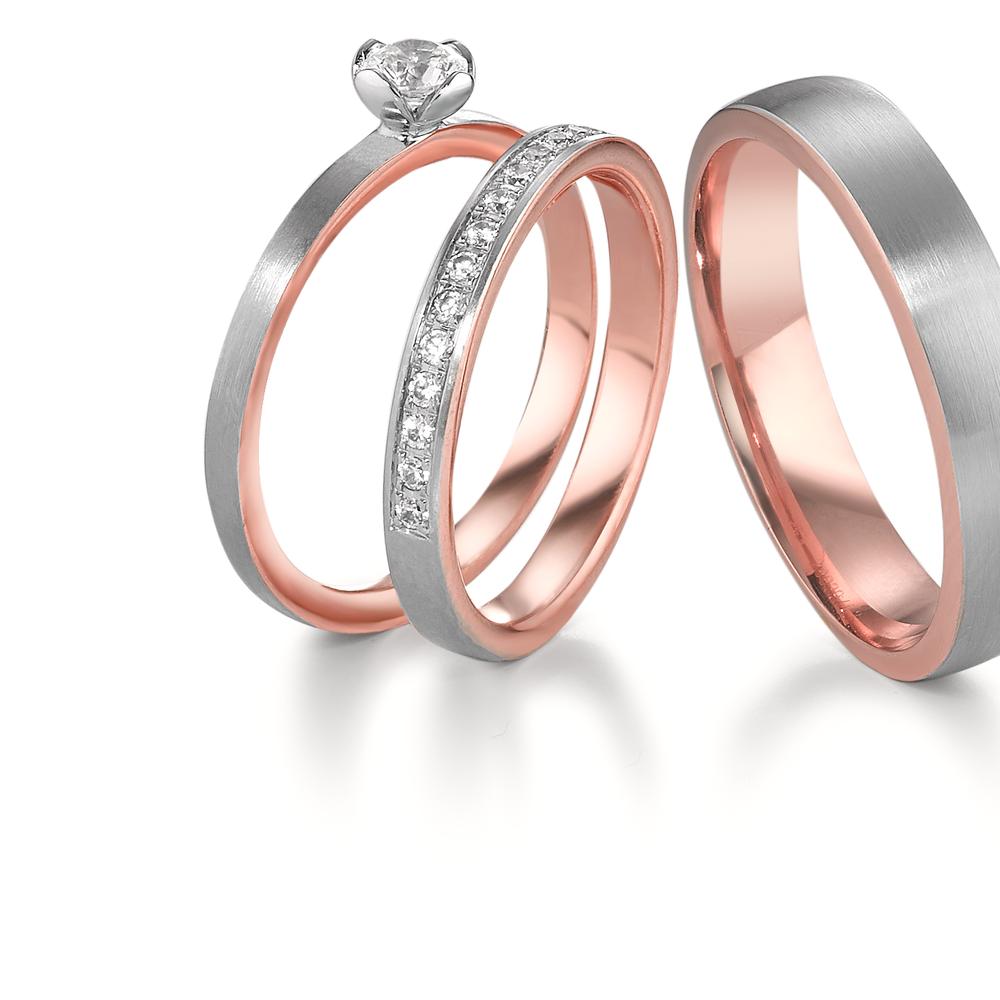 Memory ring 750/18K rødguld, 750/18K hvidguld Diamant 0.15 ct, 15 Sten , tw-vsi