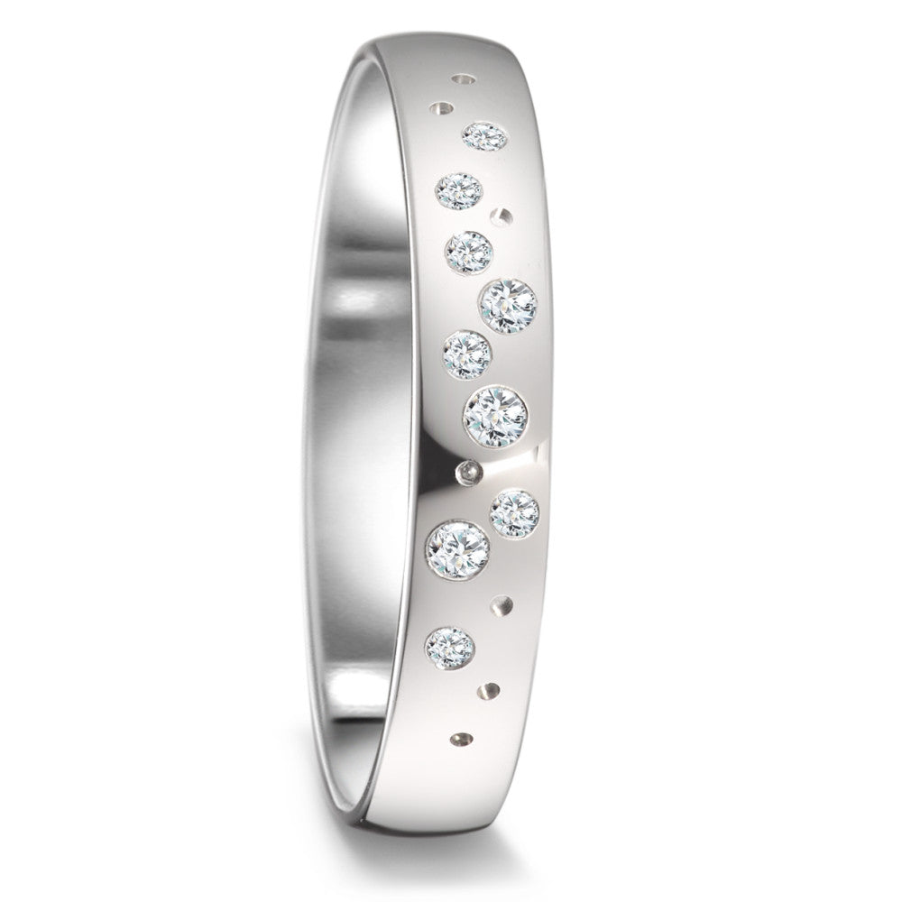 Partnerringe 750/18K hvidguld Diamant 0.087 ct, 9 Sten , tw-si