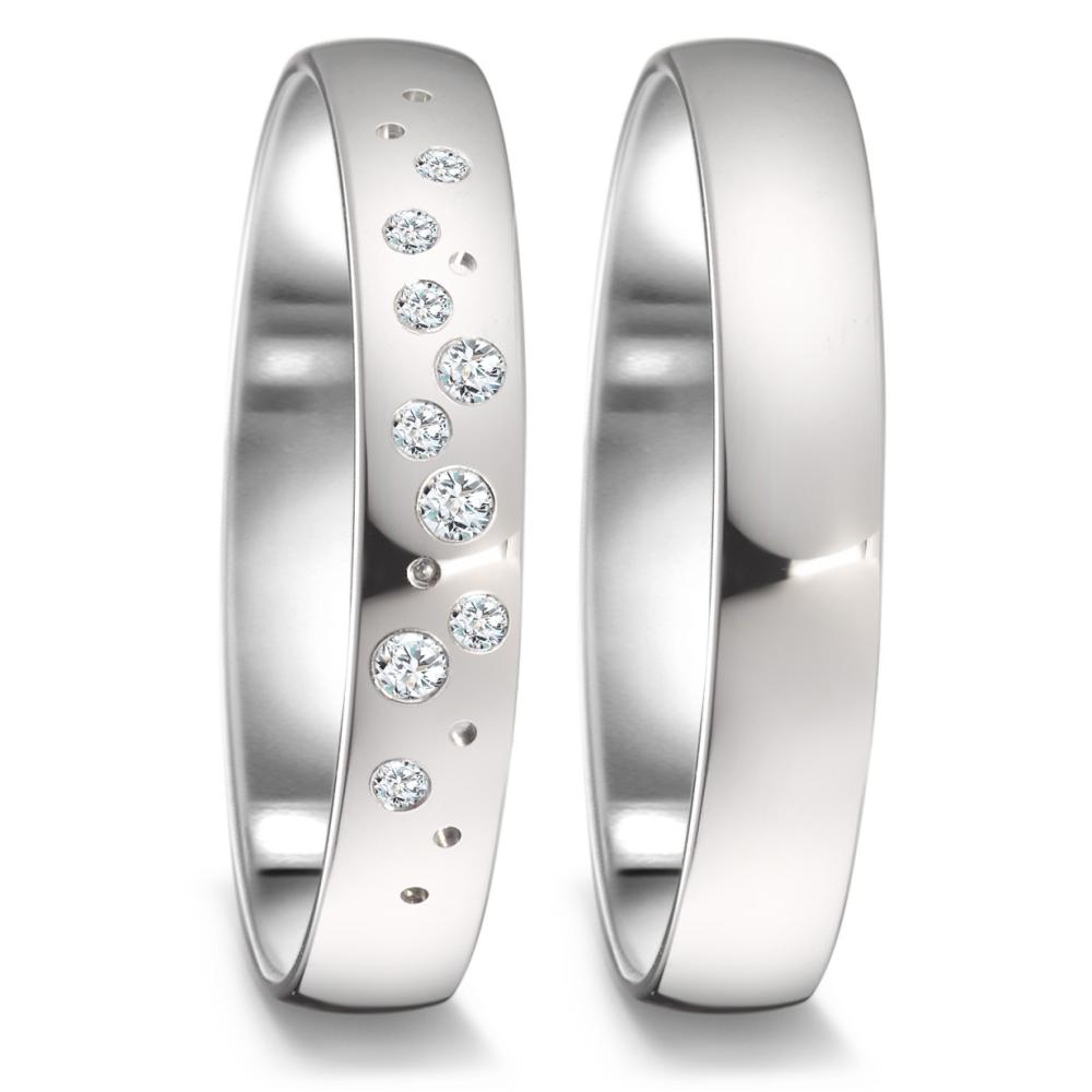 Partnerringe 750/18K hvidguld Diamant 0.087 ct, 9 Sten , tw-si