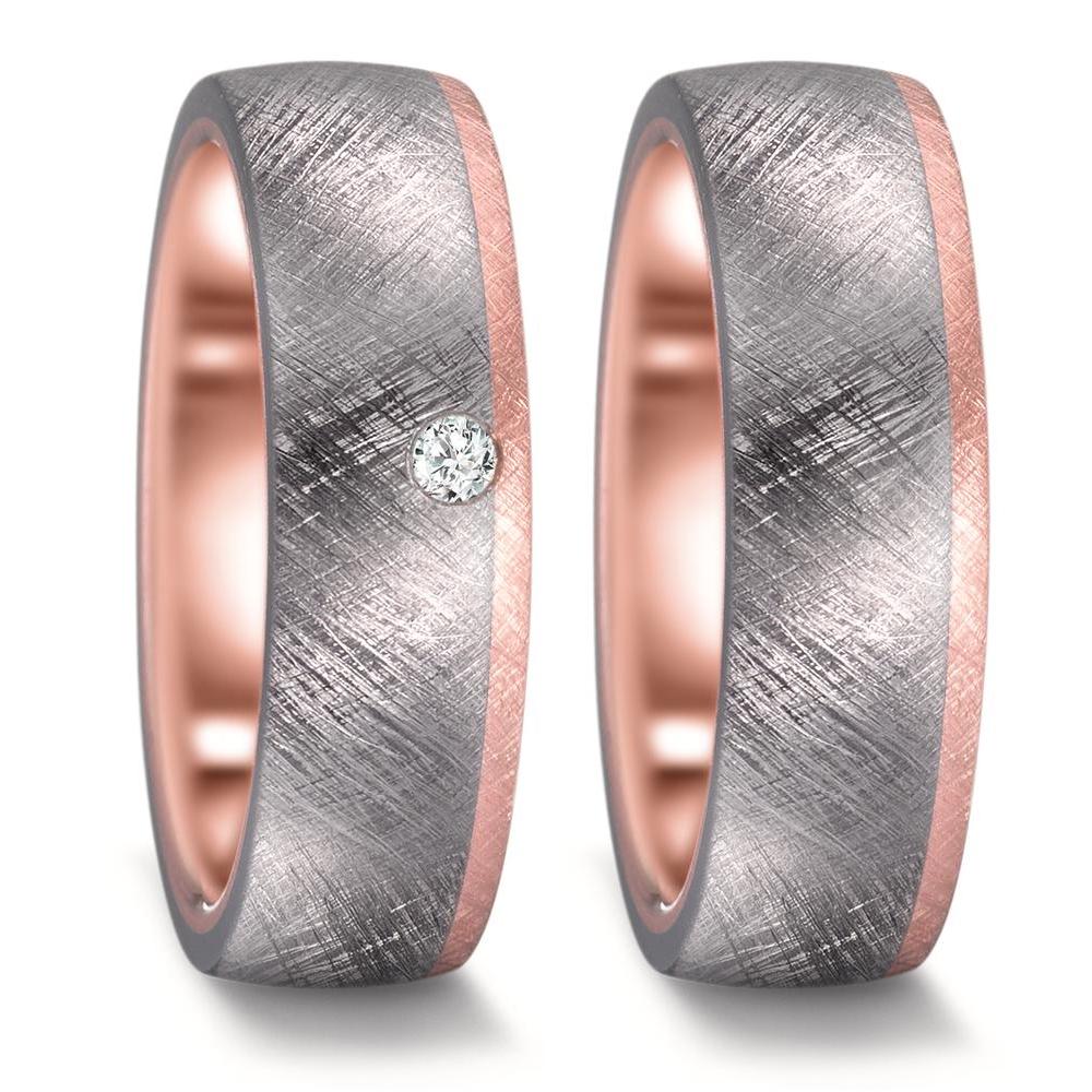 Partnerringe 999 tantal, 585/14K roseguld Diamant 0.03 ct, w-si