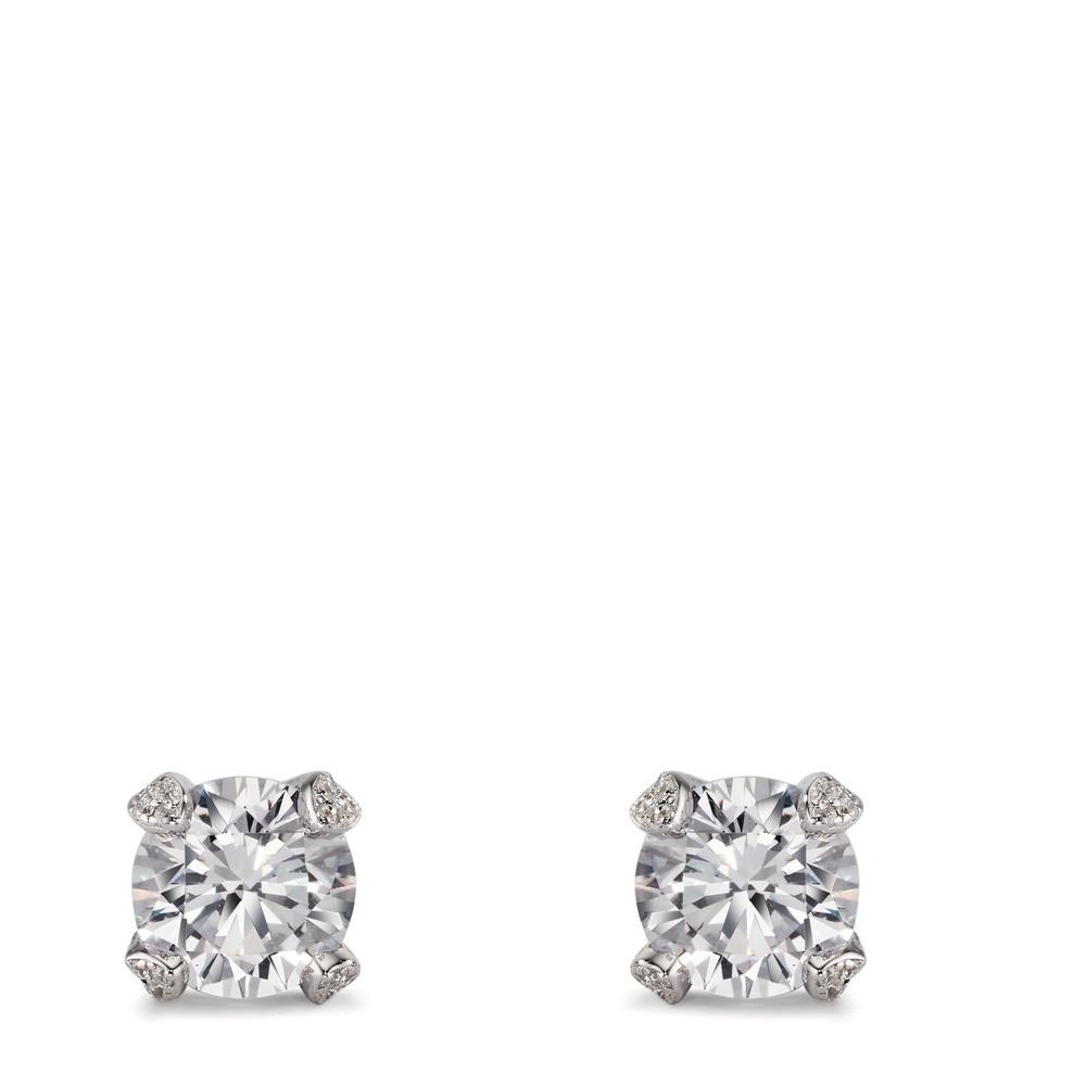 Ørestikker Sølv Zirconia rhodineret Ø8.5 mm
