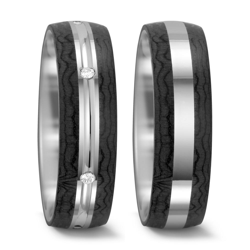 Ringe 585/14 K hvidguld, Kulstof Diamant 0.06 ct, 6 Sten , tw-si
