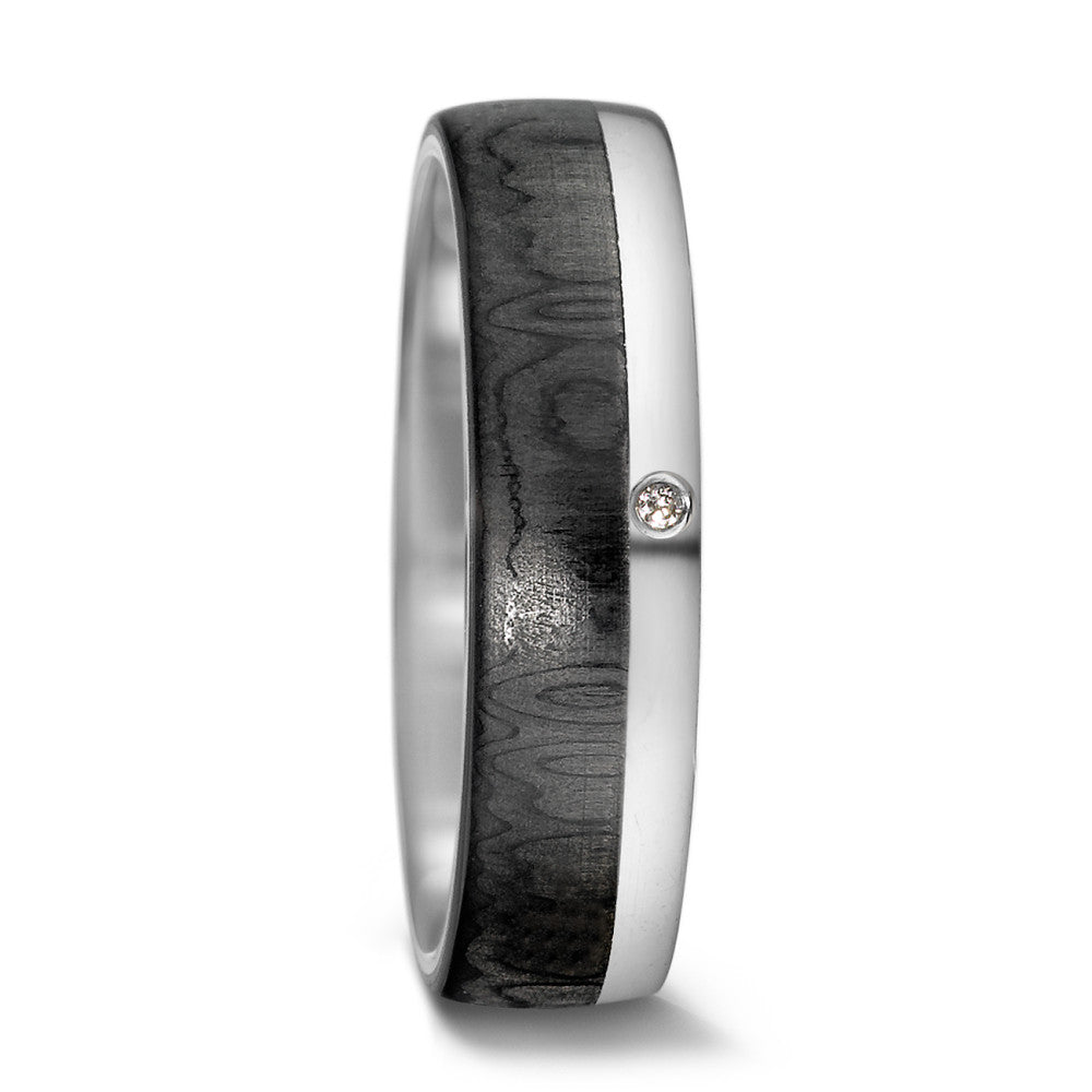 Partnerringe 585/14 K hvidguld, Kulstof Diamant 0.01 ct, tw-si