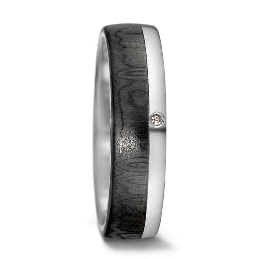 Partnerringe 585/14 K hvidguld, Kulstof Diamant 0.01 ct, tw-si
