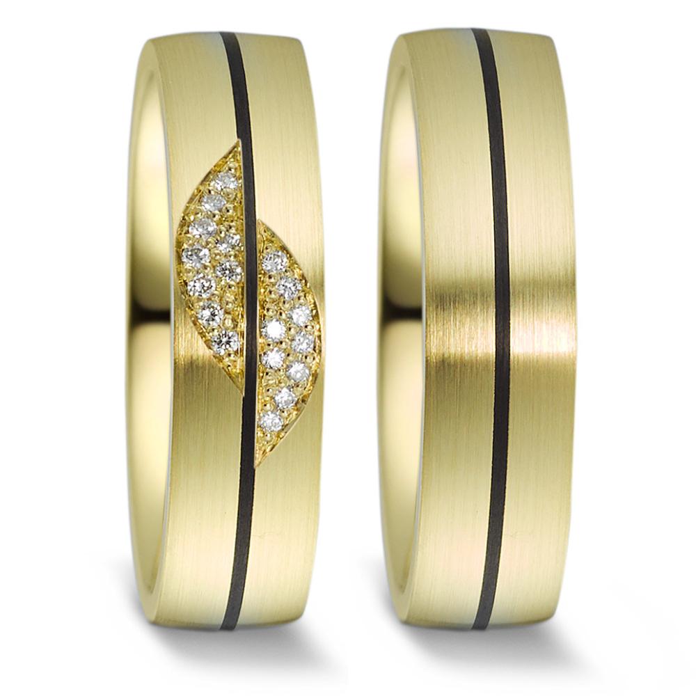 Partnerringe 585/14K guld, Kulstof