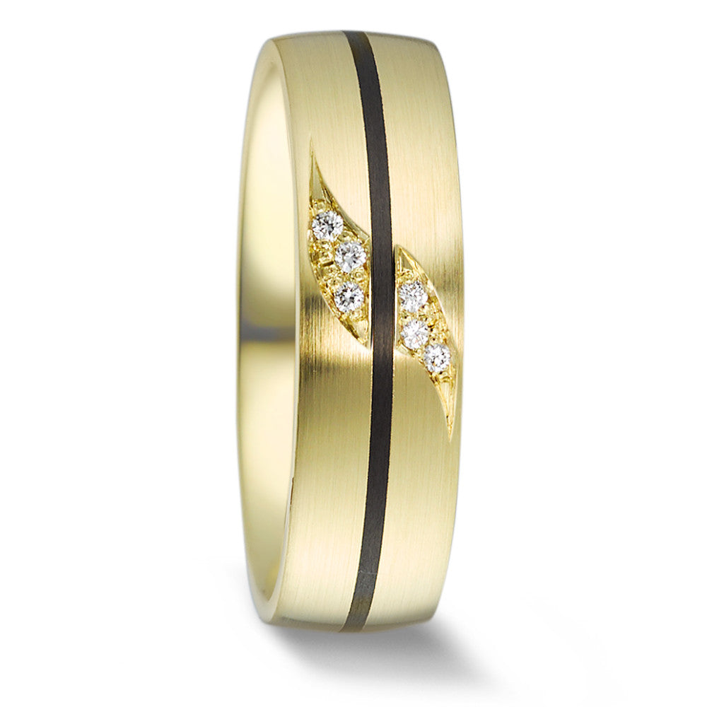 Partnerringe 585/14K guld, Kulstof Diamant 0.048 ct, 6 Sten , w-si