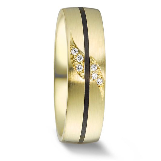 Partnerringe 585/14K guld, Kulstof Diamant 0.048 ct, 6 Sten , w-si